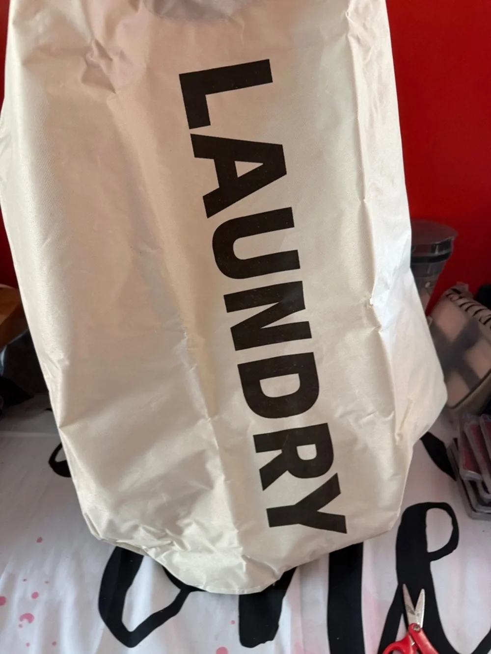 (GET 2) 1 Black Laundry & 1 White Laundry Bags W Sturdy Handles Nwot